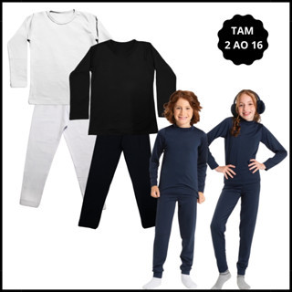 Conjunto Térmico Infantil Menina e Menino Segunda Pele Infantil Flanelado Peluciado Inverno 2 ao 16 em Oferta na Shopee