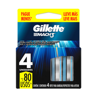 Refil para Barbear Gillette Mach3 com 4 unidades Mach 3 em Oferta na Shopee