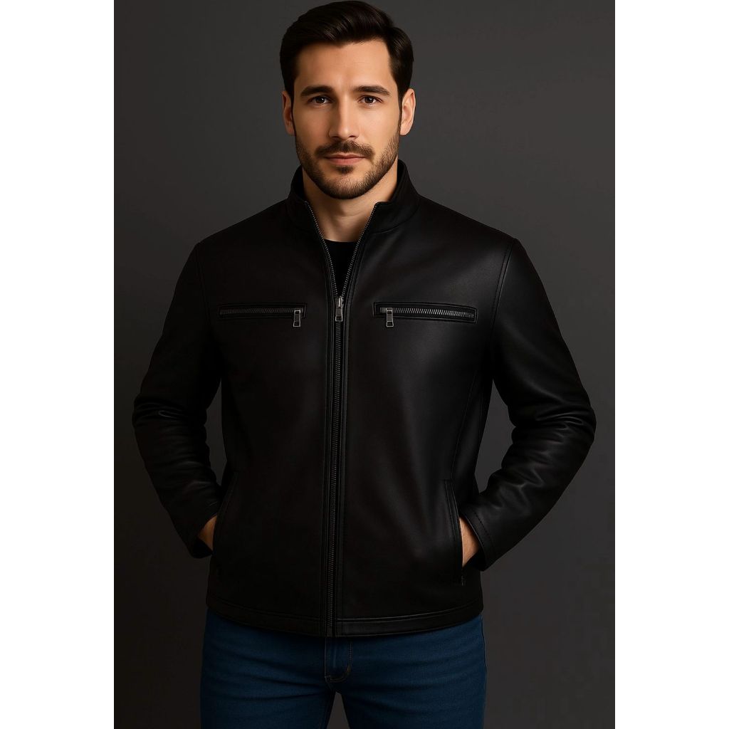 Jaqueta de Couro Masculina Casual – Moderna Forrada e À Pronta Entrega