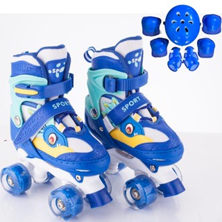 Patins Quad Criança Meninos Ajustável Azul Dinossaur Patins De 4 Rodas Infantil Com Led Promoção em Oferta na Shopee