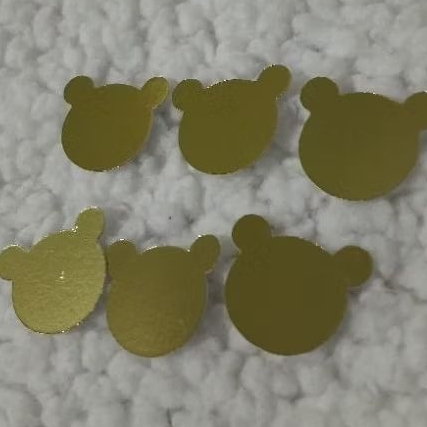 Aplique Cabeça de ursinho dourado lembrancinha Chá de bebê chá revelação decoração festa  tag personalizada