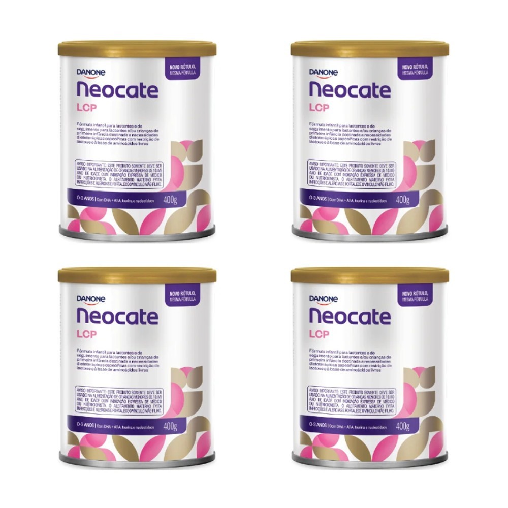 Neocate LCP Danone 400g - Kit com 4 Latas - Fórmula Infantil Original Lacrada com Nota