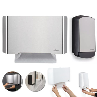 Kit Dispenser Saboneteira Álcool em gel Sabonete Inox 800ml+ Porta Papel Toalheiro Inox em Oferta na Shopee