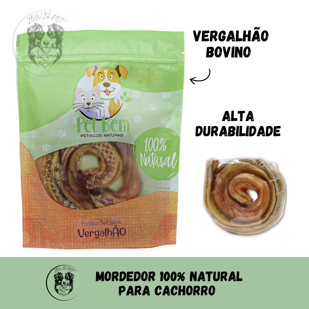 Vergalhão Bovino Enrolado Alta Resistencia Mordedor 100% Natural Para Cães Vergalho Pet Bem 1 Uni