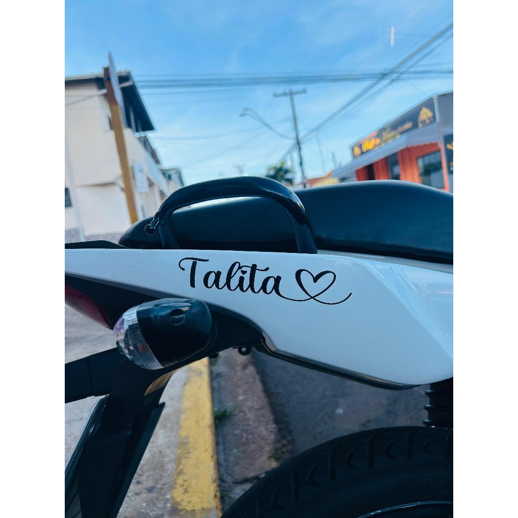 Adesivo nome da namorada para colar na moto e soleira  passageiro nome com coração Personalizado 15x3cm em Oferta na Shopee