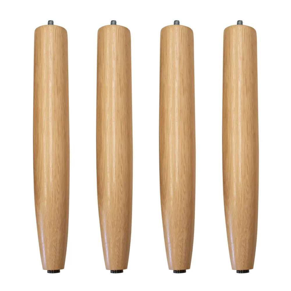 Kit 4 Pés Palito 30cm em Madeira Maciça – Estilo Retrô p/ Sofá, Rack, Poltrona e Móveis