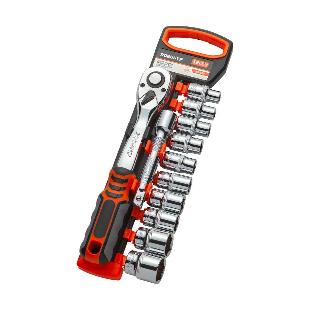 JOGO DE SOQUETE 1/2" SEXTAVADO 10 A 24MM 12 PEÇAS ROBUST
