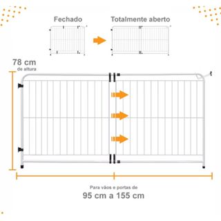 Portão Expansivo Médio Pet Proteção Cachorro ou Criança - 95 a 155 CM em Oferta na Shopee