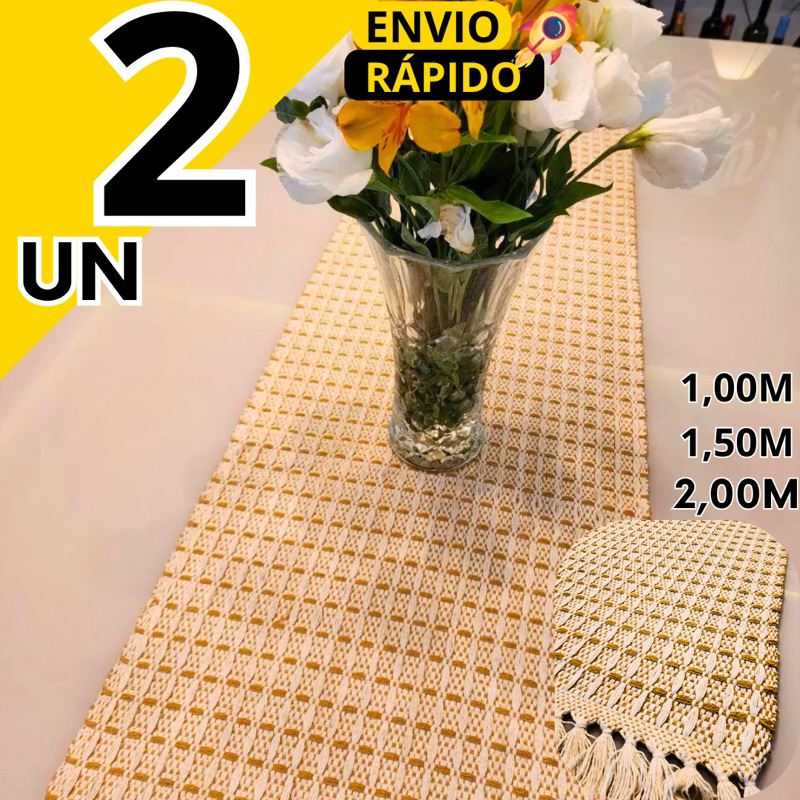 Caminho de Mesa Mostarda Luxo Usado para Decorar, Aparador Centro, Ideal para Proteger Mesa Kit 2 e1