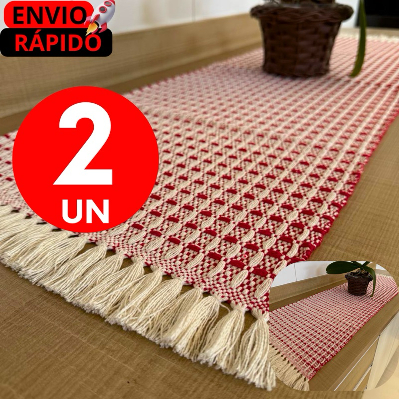Trilho de Mesa Artesanal Vermelho Usado para Decorar, Aparador ou Centro, Ideal para Proteger Mesa