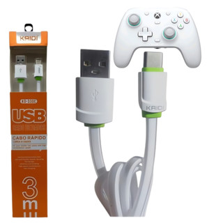 Cabo 3 Metros Reforçado para Controle GameSir T4 Pro G7 SE USB-C, Carregamento Rápido e Durável