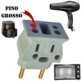 Adaptador Resistente Forno Eletrico Secador De Cabelo Air Fryer Microondas Pino Grosso 20A 10A em Oferta na Shopee