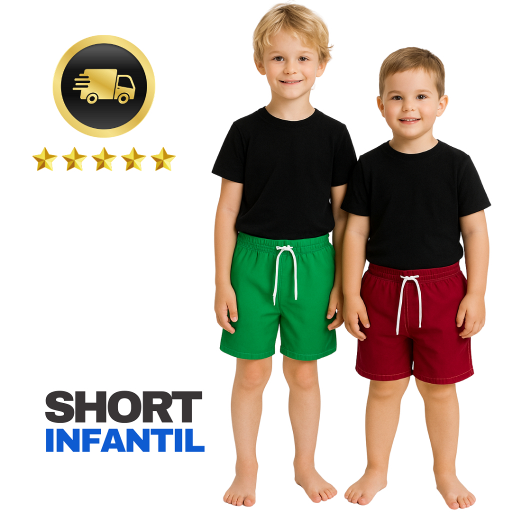 Short Infantil Mauricinho Tactel Premium em Oferta na Shopee