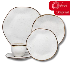 Aparelho de Jantar e Chá Porcelana 20 peças Ryo Maresia Jogo de Pratos e Xícaras Oxford