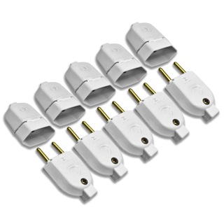 Kit 5 Plugue Pino Macho 10a 2p + 5 Tomada Fêmea 10a Branco em Oferta na Shopee
