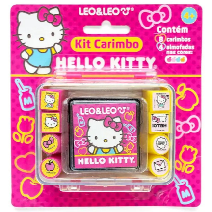KIT CARIMBO HELLO KITTY - MALETA C/ 8 CARIMBOS + 1 ALMOFADA - LEO&LEO em Oferta na Shopee