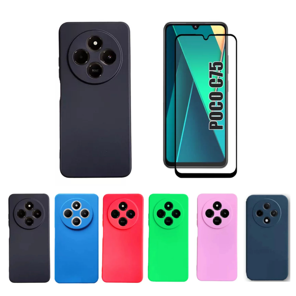 Pelicula Xiaomi Poco C75 + Capinha Aveludada Colorida Capa C75 em Oferta na Shopee