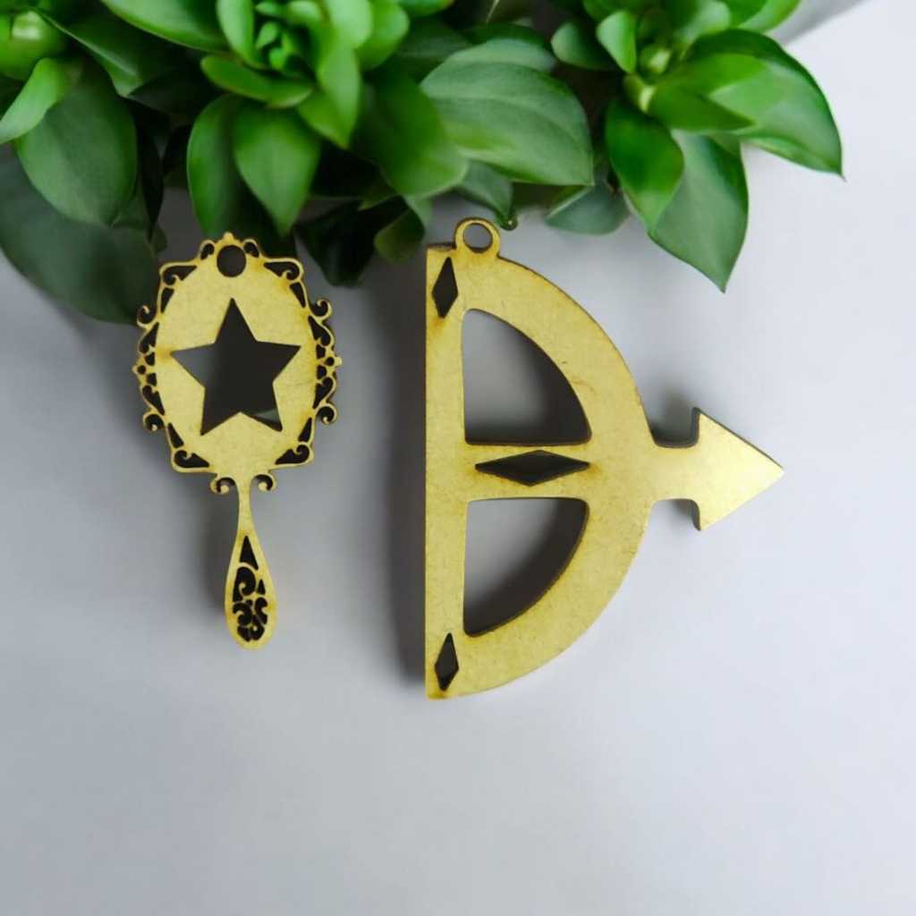Kit com 20 ou 30 chaveiros tags em MDF Arco de Oxóssi e Abebé Oxum, Umbanda, Lembrancinhas.