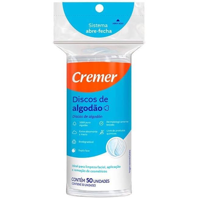 Algodão Cremer Face Lisa Com 50 Unidades em Oferta na Shopee