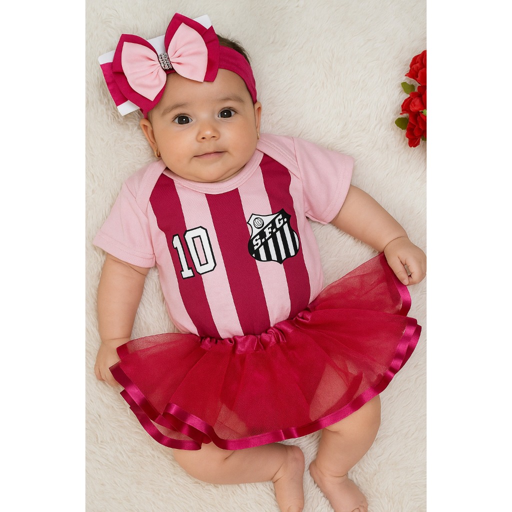 Body Bebê  Infantil Menina  time  praiano, torcida jovem, peixe  rosa Temático Menina Mesversario Fantasia em Oferta na Shopee