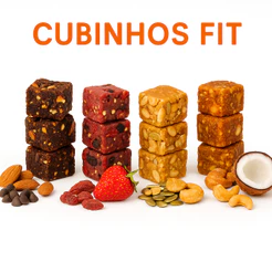 Cubinhos P&P Doces Fit Sem Açúcar/ Sem Lactose (Tâmara, Castanha, Cacau, Coco, Amora, Cranberry)