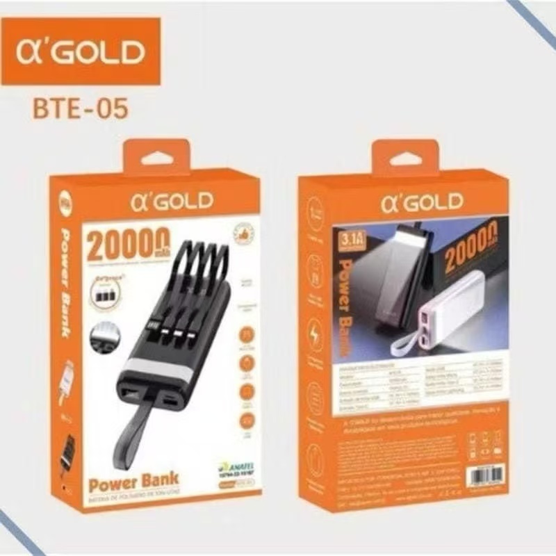 Carregador Portátil Bte-05 Usb 20.000mah com Cabo embutido Pronta Entrega