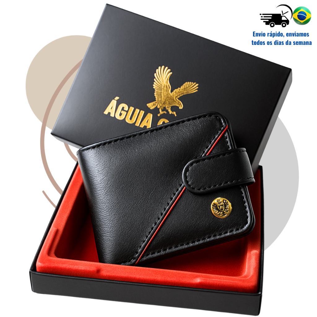 Carteira Masculina Couro Fino Legitimo Luxo Cor Preto Premium Presente em Oferta na Shopee