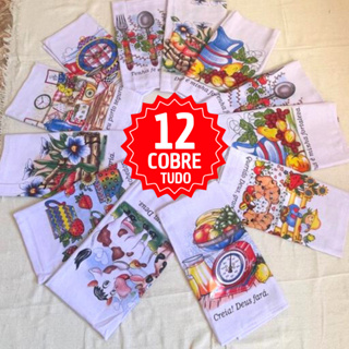 Kit 12 Panos de Prato Gigante 100% Algodão Cobre Tudo Grande Estampado Liso Colorido e Xadrez em Oferta na Shopee