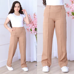 Calça Pantalona Wide Leg em Alfaiataria para Menina (NÃO ACOMPANHA CINTO) - Infantil Juvenil 12/14/16 (veste PP e P)