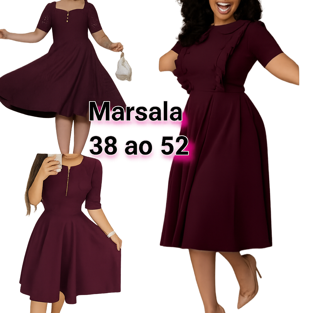 Vestido Feminino Midi Marsala Evangélico Pus Size Moda Evangélica Rodado Soltinho Congressos Uniforme Fardamento Igreja em Oferta na Shopee