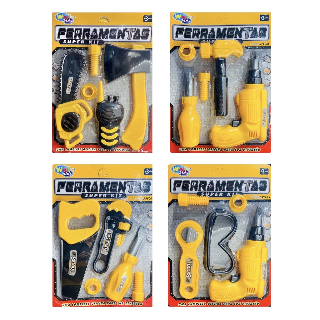 KIT FERRAMENTAS PARAFUSADEIRA FURADEIRA INFANTIL BRINQUEDO MENINO PRESENTE