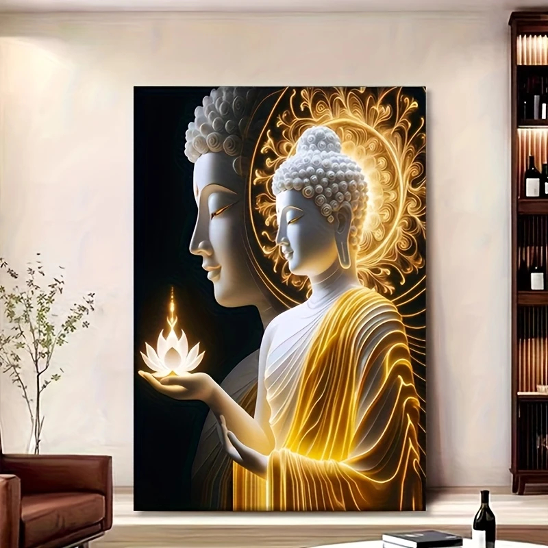Imagem Quadro Decorativo Buda Iluminado Meditação 1 Peça Sala Quarto Espiritual Zen Luxo Moderno