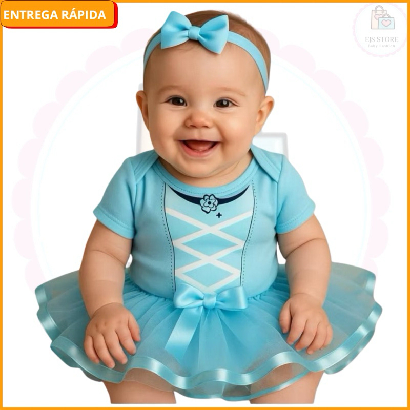 Body Bebê Temático Menina Cinderela Temático+Laço+Tule em Oferta na Shopee