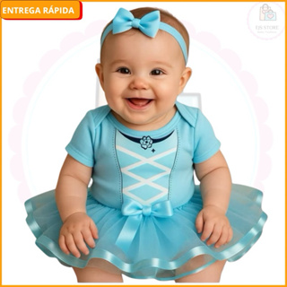 Body Bebê Temático Menina Cinderela Temático+Laço+Tule em Oferta na Shopee