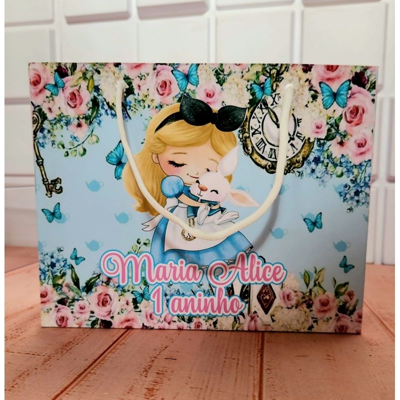 Pegue e Monte Sacolinha Saquinho Surpresa Personalizado Alice no país das maravilhas Baby