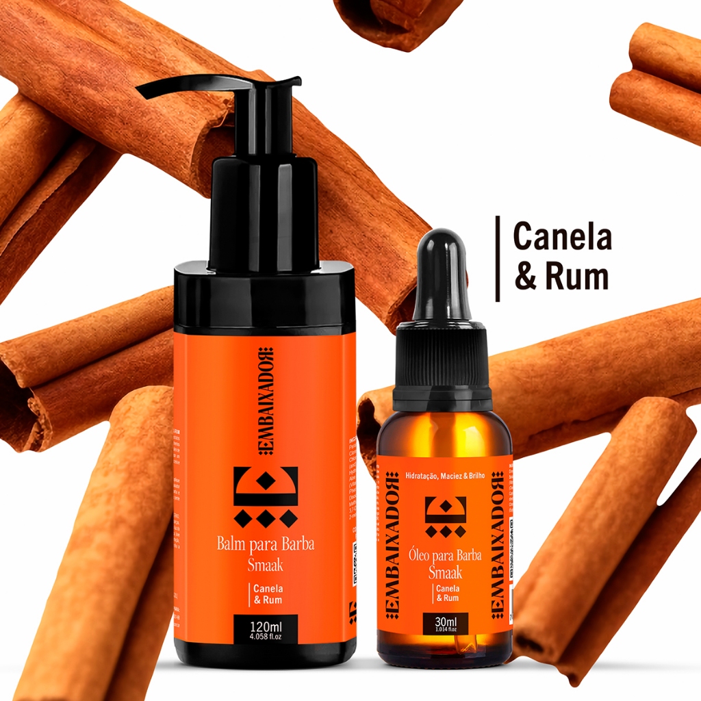 Kit para Barba Smaak Canela & Rum Embaixador - Óleo e Balm para Barba