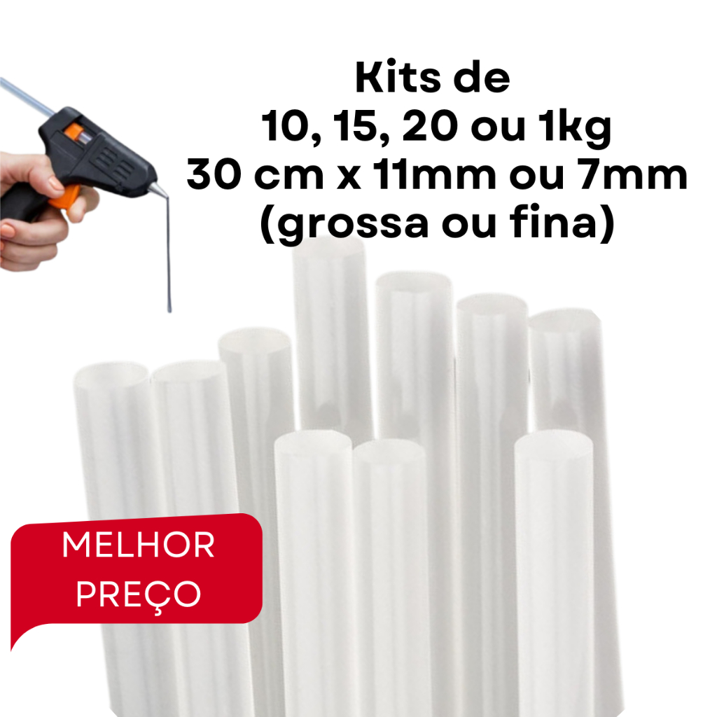Bastão De Cola Quente Grossa e Fina 11mm 7mm 10/15/20 ou 1kg 30 Cm Transparente em Oferta na Shopee