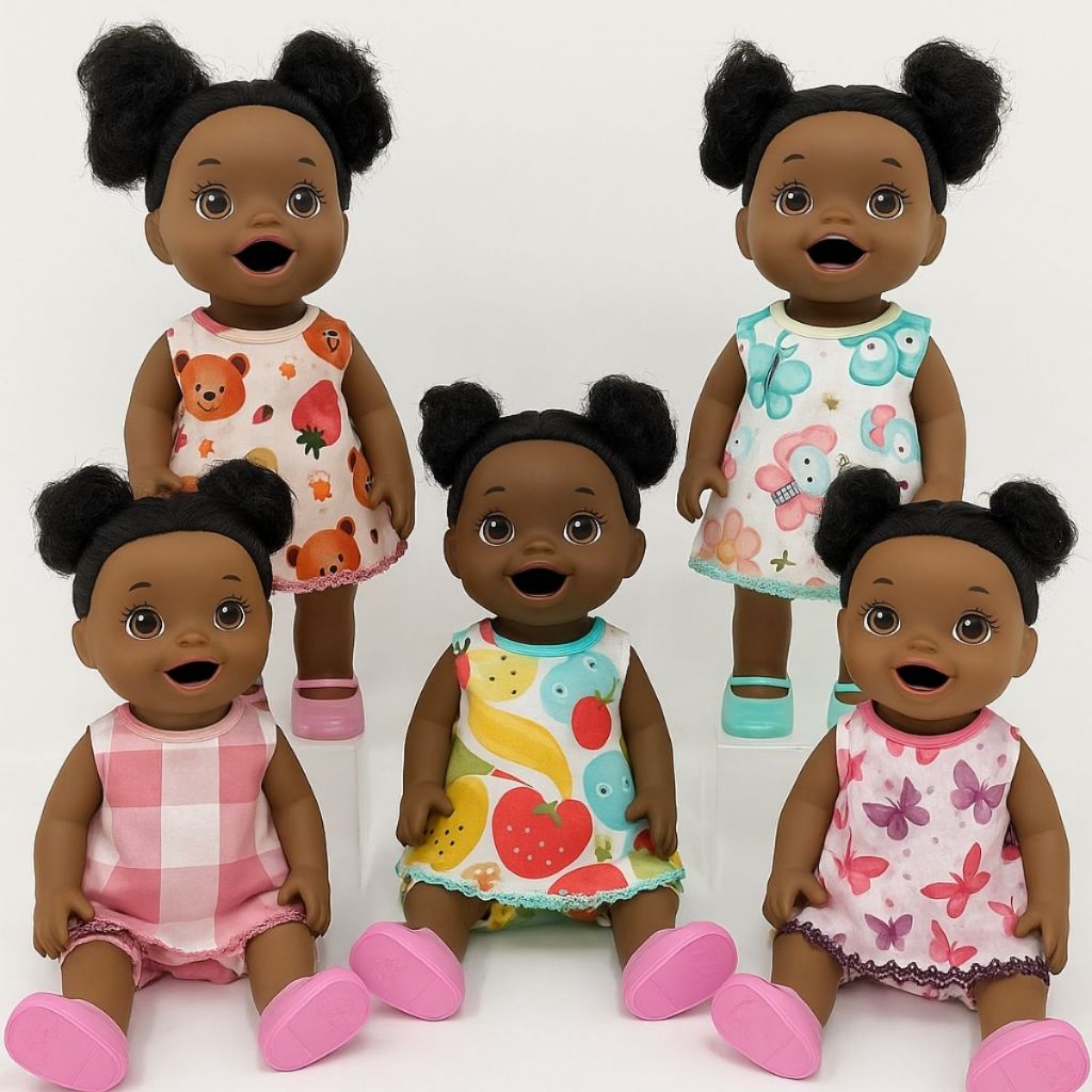 Kit com 5 Roupinhas + 5 Calcinhas Baby Alive - My Little - Little Mommy - Para Bonecas de 30 cm