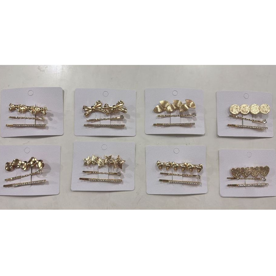 Kit 3/6/9/12/24 Unidades Presilhas de Cabelo Liga de Metal Dourado