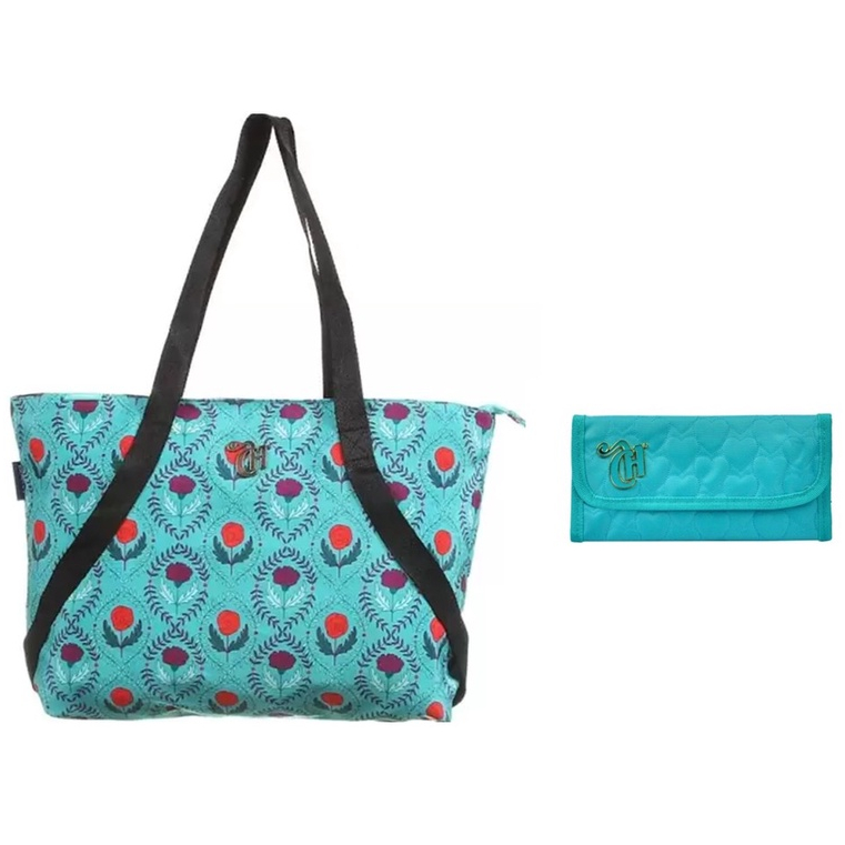 Kit Conjunto Capricho Love Verde água Bolsa Tote + Carteira Feminina
