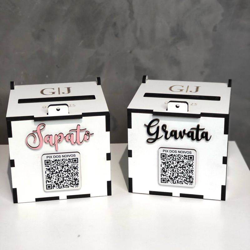 Caixa Para Casamento PIX Gravata Sapato Lua De Mel Cofre Noivos Dinheiro Festa