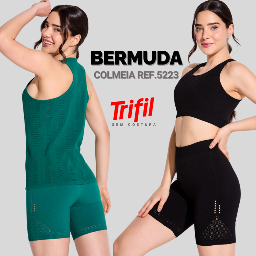 Bermuda Feminina Sem Costura Colmeia Short Esportivo Academia Trifil C05223 em Oferta na Shopee