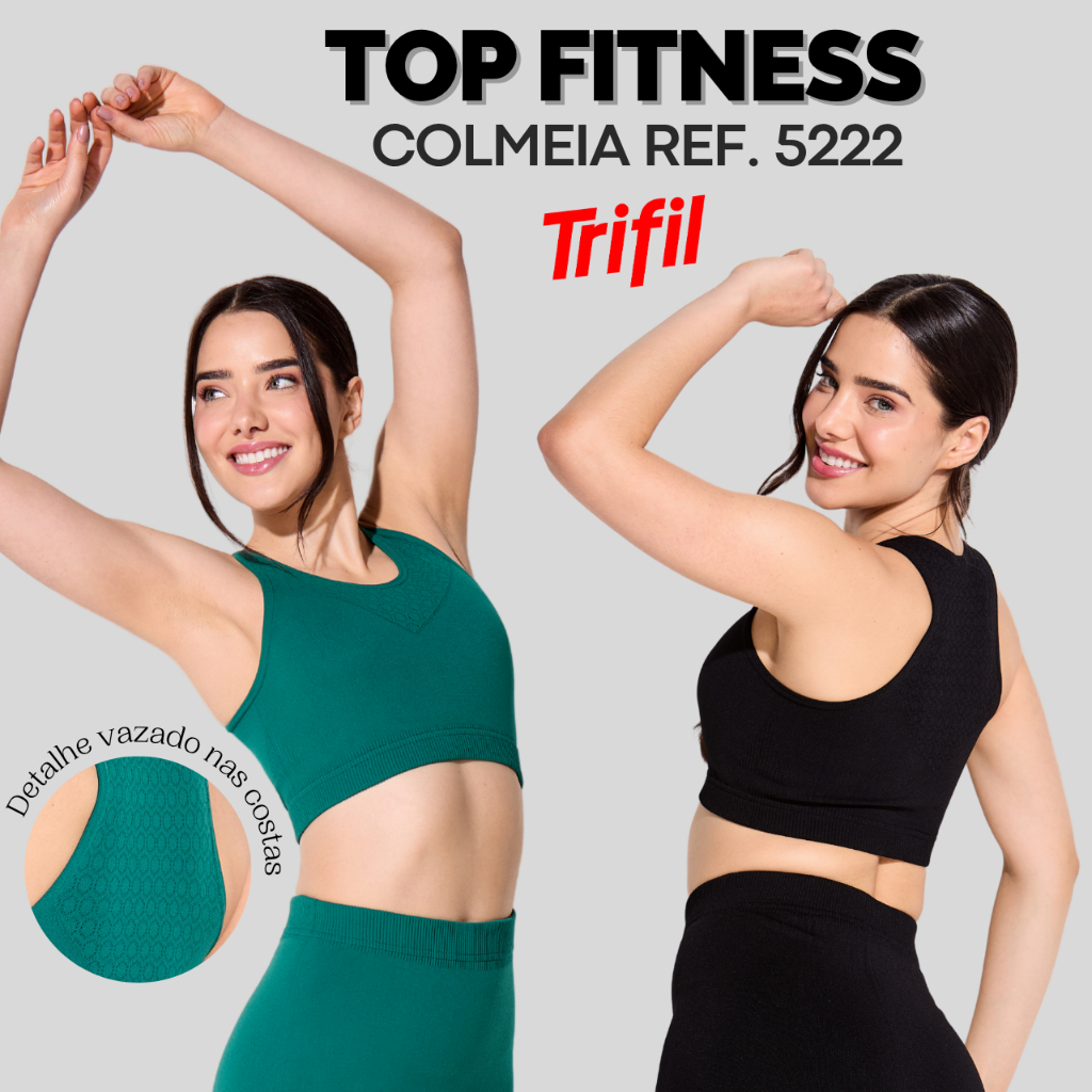 Top Fitness Trifil Colmeia Sem Costura Esportivo Feminino Resistente Alça Larga de Alta Performance em Oferta na Shopee