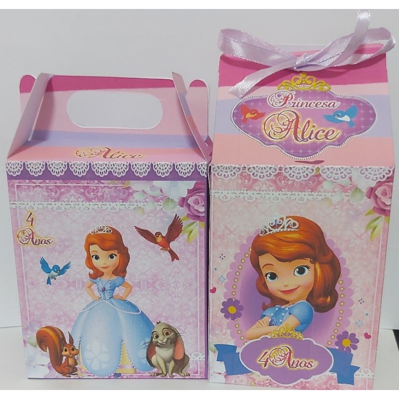 Lembrancinhas Personalizadas Princesa Sofia Cx Milk + Maletinha