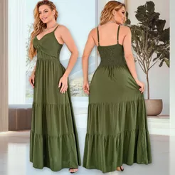 Vestido Longo Feminino Estiloso Look de Festa Casual Leve Confortável e Moderno