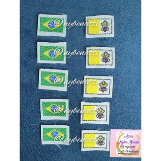 kit 50 Bandeirinhas Brasil e/ou Vaticano bordadas para Manto de Amigurumi 0.9x1.5