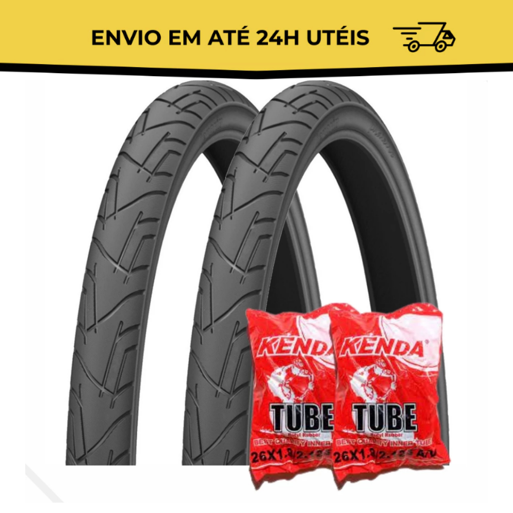 Par de Pneu Balão aro 26 x 1.95 Praieiro   Bike Levorin + 2 Camaras 26x1.95 Kenda em Oferta na Shopee