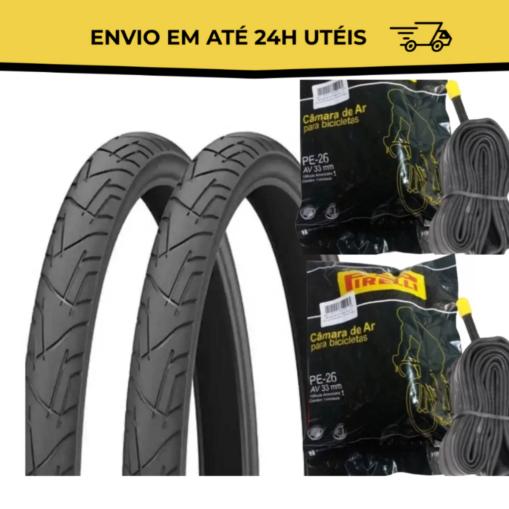 Par Pneu Balão aro 26 x 1.95  Praieiro Levorin Bike + 2 Camaras 26x1.95 Pirelli