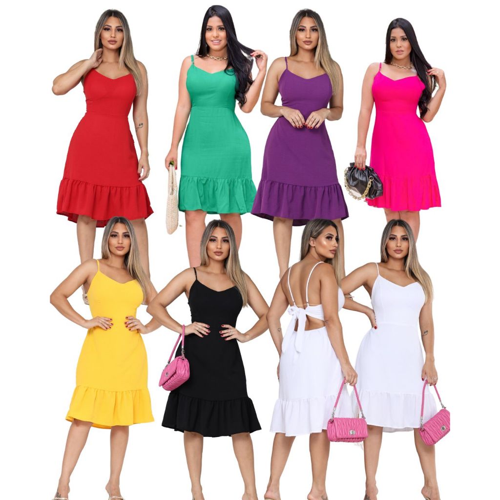 Vestido Curto Duna contém Bojo e Foro na Saia amarração nas costas para festas aniversário Tendência