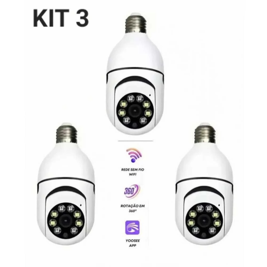 Kit Câmera de segurança a Prova D'água sem fio gira 360 com app Yousee full HD visão notturna